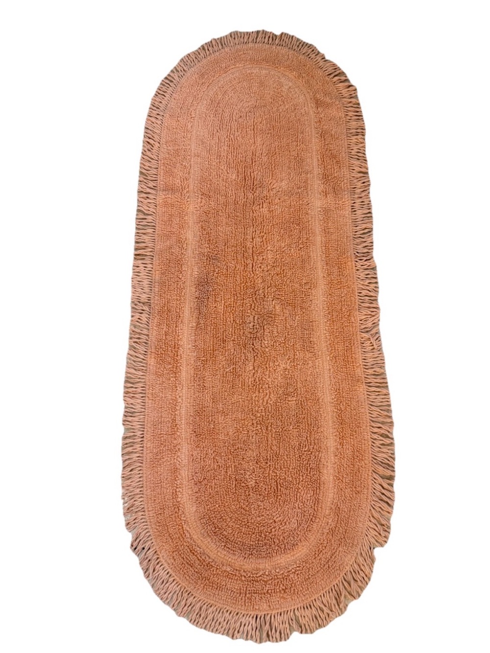 Vintage Orange Chenille Throw Area Rug Cottage Core Shabby Chic 70’s Fringe